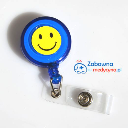 niebieski brelok rozciągany z uśmiechem