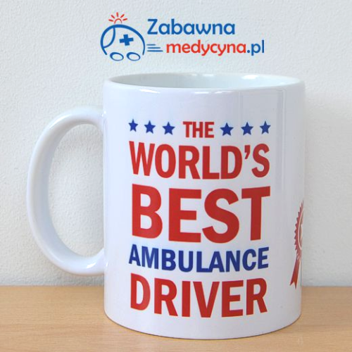 Kubek dla najlepszego kierowcy karetki na świecie, kubek dla kierowcy karetki, gadżet dla kierowcy karetki, podziękowanie dla kierowcy karetki.