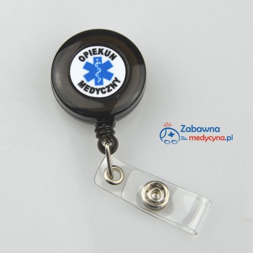 czarny brelok rozciągany dla opiekuna medycznego