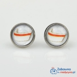 Kolczyki dla Położnej CZEPEK POŁOŻNICZY z czerwonym paskiem studentka położnictwa sztyft kaboszony