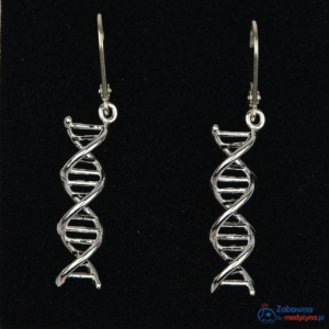DNA kolczyki autorskie z kodem genetycznym srebro 925
