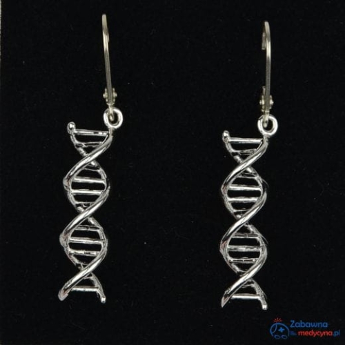 DNA biżuteria medyczna DNA kolczyki kolczyki studentka medycyny kolczyki genetyk kolczyki dla Pani genetyk genetyczka kolczyki biolog kolczyki Pani Weterynarz kolczyki z DNA adenina kwas deoksyrybonukleinowy prezent molekularne matura