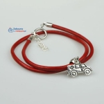 Bransoletka dla Ratowniczki z rzemieni z zawieszką karetki