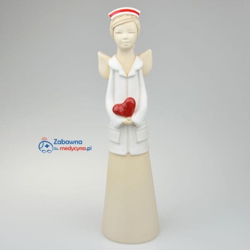 Duży Ceramiczny Anioł Położna z sercem położna, położnej, poloznej, położnictwo, położny, studentka położnictwa, studia dla położnej, studia położnicze