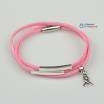 Bransoletka z różowego rzemienia - onkologia