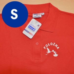 BAZAREK - Polo męskie S POŁOŻNA z bocianem czerwone