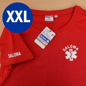 BAZAREK - T-shirt damski SALOWA nadruk na rękawie