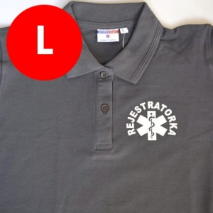 BAZAREK - Polo damskie REJESTRATORKA ciemnoszare (WYP375)