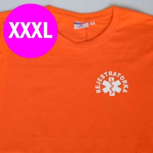 BAZAREK - T-shirt damski REJESTRATORKA nadruk na rękawie (WYP417)