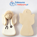 Mały ceramiczny anioł lekarka ze stetoskopem, figurka lekarka, prezent dla lekarki, aniołek lekarka, anioł z ceramiki, podziękowanie dla lekarza, elegancki prezent dla lekarzy.