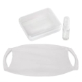 Zestaw: maseczka, butelka na płyn do dezynfekcji i pojemnik na maseczkę