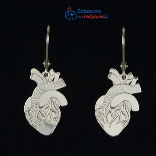 Kolczyki SERCE LUDZKIE srebro 925 hit prezent srebro studentka medycyny super kardiolog serce anatomiczne gadżet pielęgniarka ratowniczka opiekunka Dzień Mamy Walentynki Dzień Kobiet Lekarka kolczyki serce anatomia