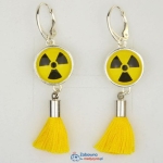 Kolczyki radiologia znak promieniowania żółty chwost bigle srebro 925