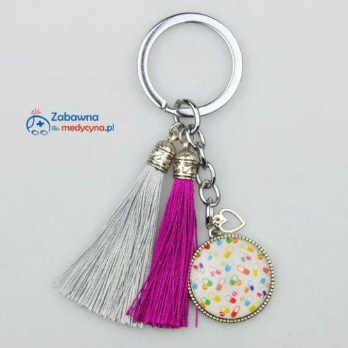 Brelok pigułki z chwostami NFZ gadżety medyczne brelok chwost brelok pigułka apteka farmacja farmaceuta medycynka tabletka pigułka analityk analityczka gadżety reklamowe medycyna