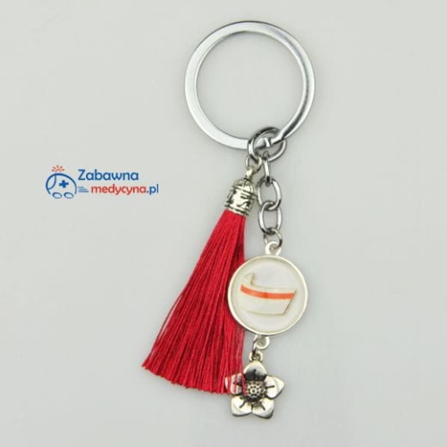 Brelok z czerwonym chwostem dla położnej brelok dla położnej breloczek dla Pani położnej  prezent dla położnej położna studentka położnictwa czepek położniczy czepek czerwony pasek szkoła rodzenia Pani Położna Dzień Położnej, Walentynki