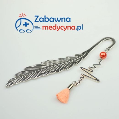 Zakładka do książki pióro z EKG lekarka linia życia zakładka studia medyczne zakładka specjalizacja z kardiologii zakładka do szybkiej nauki medycyny hit medyczny studia sesja nauka kardiologia szpital karetka studia zakładki medyczne metalowe