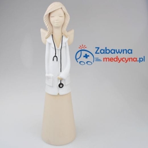 Duży ceramiczny anioł dla lekarki (długie włosy)