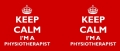 Kubek KEEP CALM IM A PHYSIOTHERAPIST z niebieskim tłem. Kubek dla fizjoterapeuty, gadżet dla fizjoterapeutów, idealny jako prezent dla fizjoterapeuty.