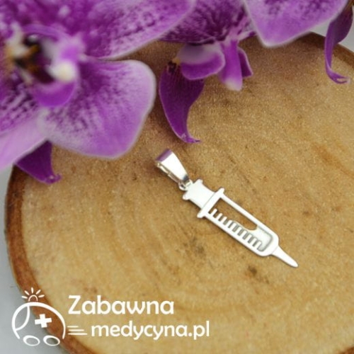 Zawieszka duża STRZYKAWKA z płynem (srebro 925)