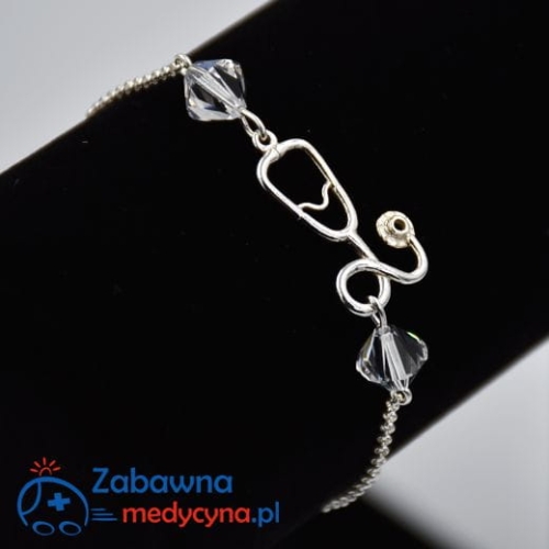 Bransoletka stetoskop 3D i SWAROVSKI crystal srebro 925-prezent lekarka-prezent Weterynarz-prezent ratowniczka-stetoskop-stetoskopem-stetoskop3d-stetoskop ze srebra próby 925-fajny stetoskop-stetoskop 2022