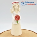 Średni ceramiczny anioł dla położnej z różą (długie włosy), położna, anioł dla położnej, studentka położnictwa, podziękowanie dla położnej, prezent dla położnej, położna 2021, położna Boże Narodzenie