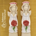 Ceramiczny anioł dla położnej z różą długie włosy położna anioł dla położnej studentka położnictwa Mama Położna Dzień Mamy Dzień Matki podziękowanie dla położnej prezent dla położnej położna 2022 położna Boże Narodzenie Walentynki