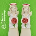 Średni ceramiczny anioł dla położnej z różą (długie włosy), położna, anioł dla położnej, studentka położnictwa, podziękowanie dla położnej, prezent dla położnej, położna 2021, położna Boże Narodzenie