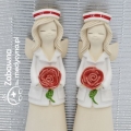 Średni ceramiczny anioł dla położnej z różą (długie włosy), położna, anioł dla położnej, studentka położnictwa, podziękowanie dla położnej, prezent dla położnej, położna 2021, położna Boże Narodzenie