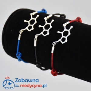 CZEKOLADA bransoletka molekularna na sznurku ze srebrem 925