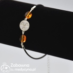 RADIOLOGIA i SWAROVSKI Tangerine bransoletka medyczna ze swarovskim sznurkowa ze srebrem 925
