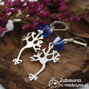 Kolczyki NEURON  i SWAROVSKI bicone (sapphire) srebro 925