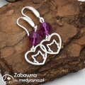 Kolczyki KOTEK Swarovski różowy srebro 925 kot kotek kolczyki kotek kocie kolczyki prezent dla studentki weterynarii biżuteria z kotem kocie kolczyki z kotem kolczyki kotek serce kotek kolczyki swarovski różowy ciemnoróżowy biżuteria kociary 2022