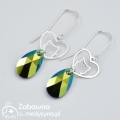 Kolczyki KOTEK Swarovski łezka Scarabaeus Green srebro 925 studentka weterynarii prezent dla studentki Weterynarii prezent dla kociary prezent dla miłośniczki kotów super kot kot vet wet wetka studia weterynaryjne hit kot behawiorystka hodowca kotów