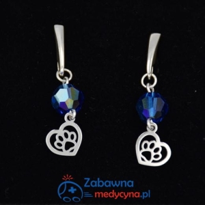 Kolczyki SERCE ŁAPKA Swarovski Capri Blue srebro 925