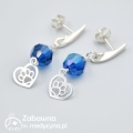 Kolczyki SERCE ŁAPKA Swarovski Capri Blue srebro 925 super weterynarz weterynaria psy łapa anatomia psiaki biżuteria dla psiarza Pani Weterynarz studentka weterynarii kolczyki łapa kolczyki z łapką kolczyki dla miłośniczki zwierząt behawiorystka