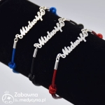 MIDWIFE bransoletka Położna napis na sznurku ze srebrem 925