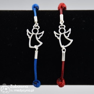 ANIOŁEK bransoletka medyczna na sznurku srebro 925