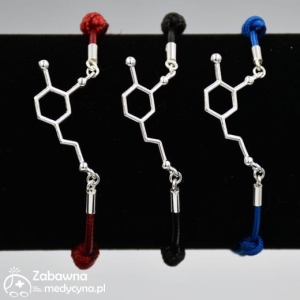 DOPAMINA bransoletka molekularna na sznurku ze srebrem 925