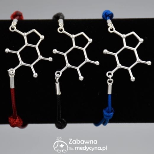 biżuteria molekularna kawa kofeina biżuteria medyczna biżuteria srebro medycyna molekuły sznurek kawoszka prezent dla kobiety kochającej kawę bez kawy nie żyję poranna kawa jest super bransoletka z kawą hit super fajny