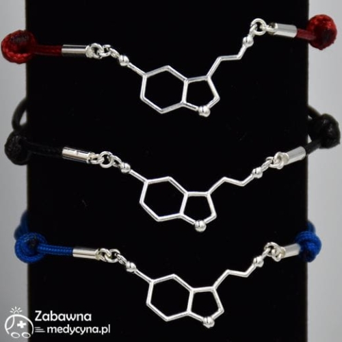 Bransoletka sznurkowa SEROTONINA srebro 925 biżuteria medyczna psychiatra psycholog psycholożka prezent serotonina srebro 925 bransoletka z serotoniną oddział psychiatrii podziękowanie biżuteria molekularna hit super tania