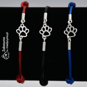 ŁAPKA bransoletka miłośnika zwierząt sznurkowa ze srebrem 925