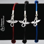 ANIOŁ NIESKOŃCZONOŚĆ bransoletka medyczna na sznurku srebro 925