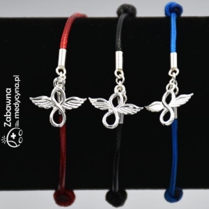 ANIOŁ NIESKOŃCZONOŚĆ bransoletka medyczna na sznurku srebro 925