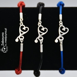 STETOSKOP SERDUSZKO bransoletka lekarki na sznurku ze srebrem 925