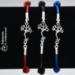 Neuron mini bransoletka medyczna z neuronem na sznurku ze srebrem 925