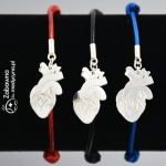 SERCE LUDZKIE bransoletka medyczna sznurkowa ze srebrem 925