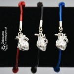 SERCE ANATOMICZNE bransoletka medyczna sznurkowa ze srebrem 925