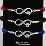 ŁAPKA NIESKOŃCZONOŚĆ bransoletka sznurkowa ze srebrem 925