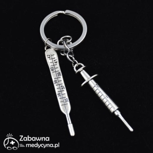 Brelok medyczny: strzykawka i termometr