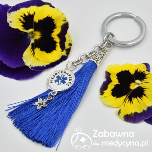 Brelok FIZJOTERAPEUTA z chwostem i kwiatkiem breloki do kluczy fizjoterapeuta fizjoterapia gabinet fizjoterapii prezent dla fizjoterapeutów prezent dla fizjoterapeuty Boże Narodzenie fizjoterapeuta Mama fizjoterapeutka Dzień Mamy fizjoterapia
